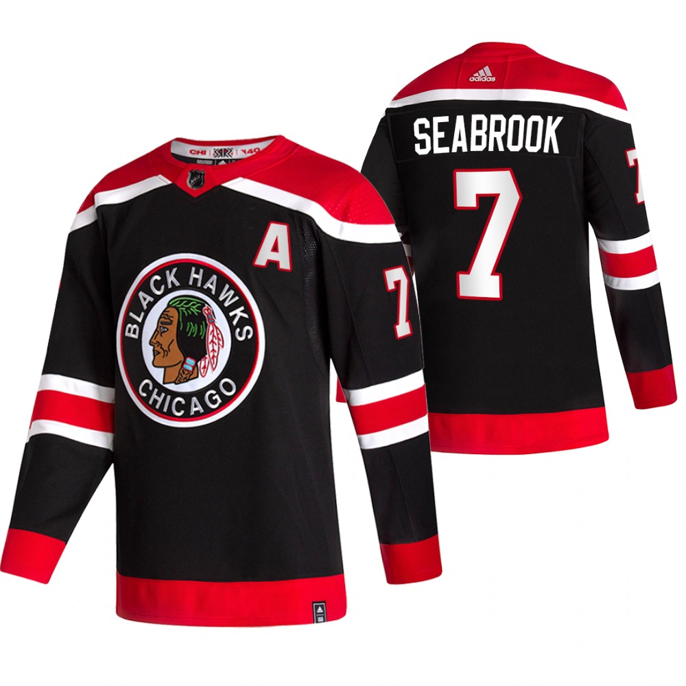 2021 Adidias Chicago Blackhawks 7 Brent Seabrook Black Men Reverse Retro Alternate NHL Jersey